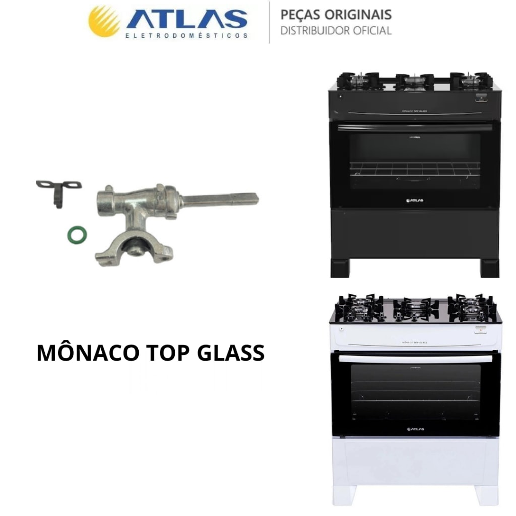 Imagem do Ramal Registro Bocas Fogao Atlas Monaco Top Glass Original 4 E 5 Bocas Envio Rapido