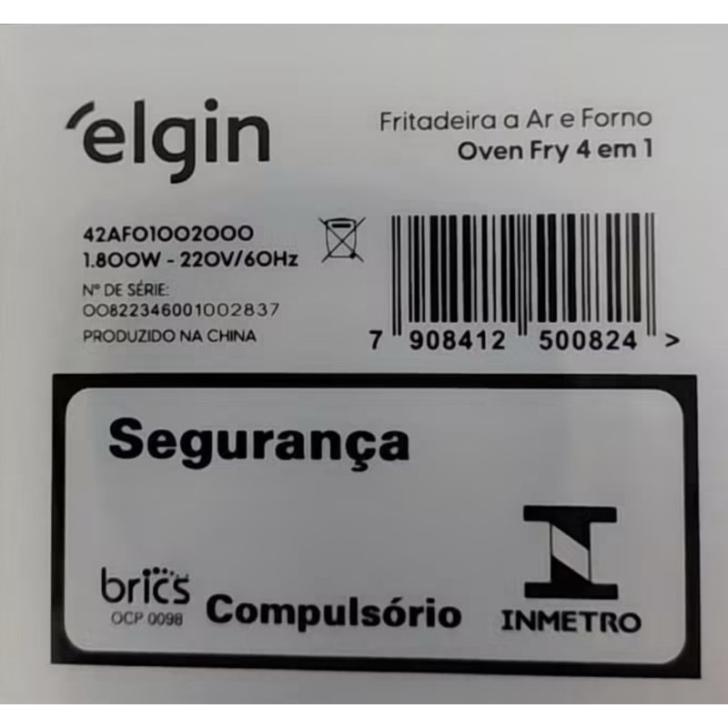 Imagem do Vidro Interno Da Oven Fry Air Fryer Elgin Fritadeira A Ar E Forno Oven Fry 4 Em 1