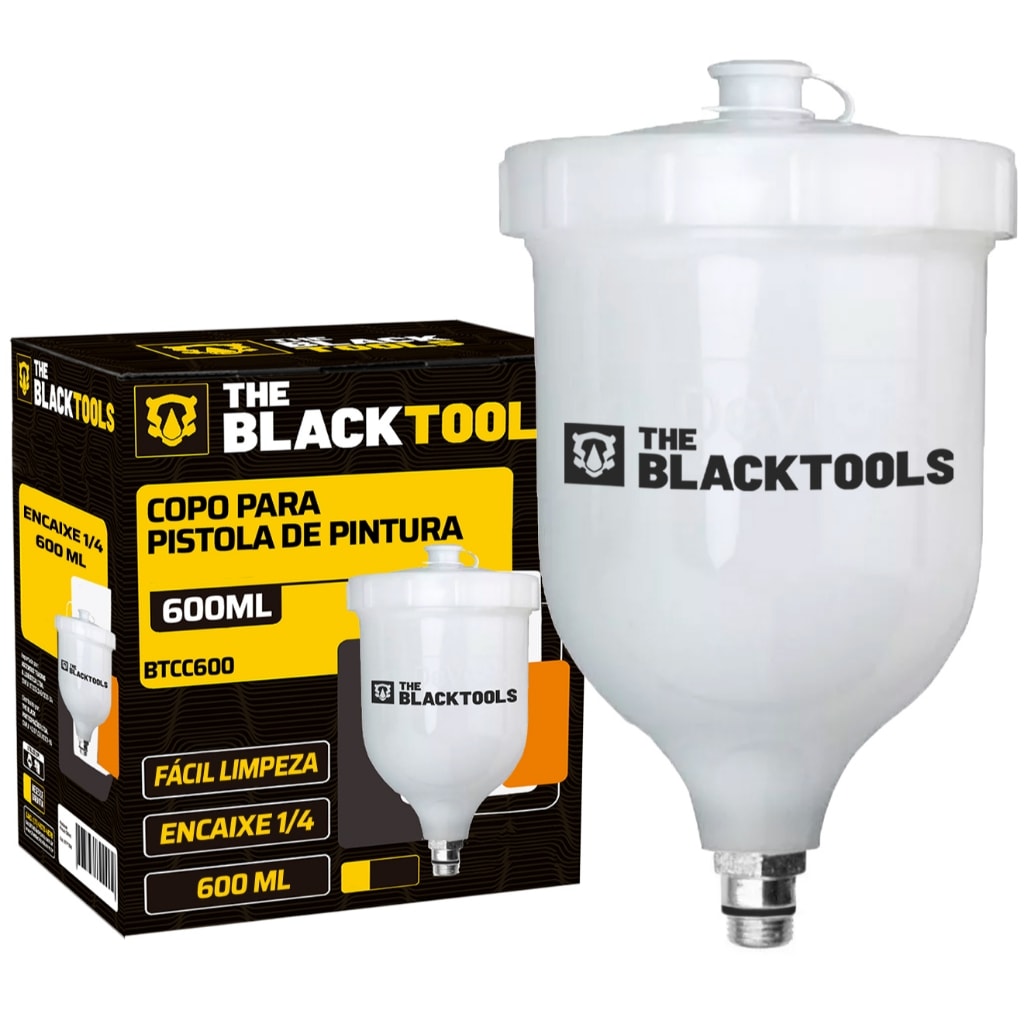 Imagem do Copo Caneca Para Pistola De Pintura 600ml Rosca Macho 1 4 Btcc600 The Black Tools
