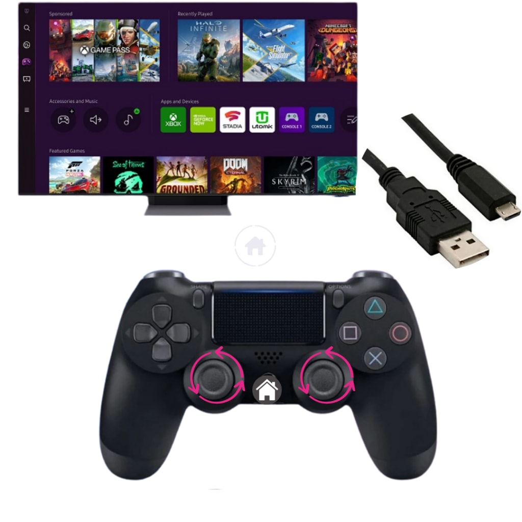 Imagem do Controle Para Tv Samsung 3 Em 1 Crystal Qled Gaming Hub Xbox