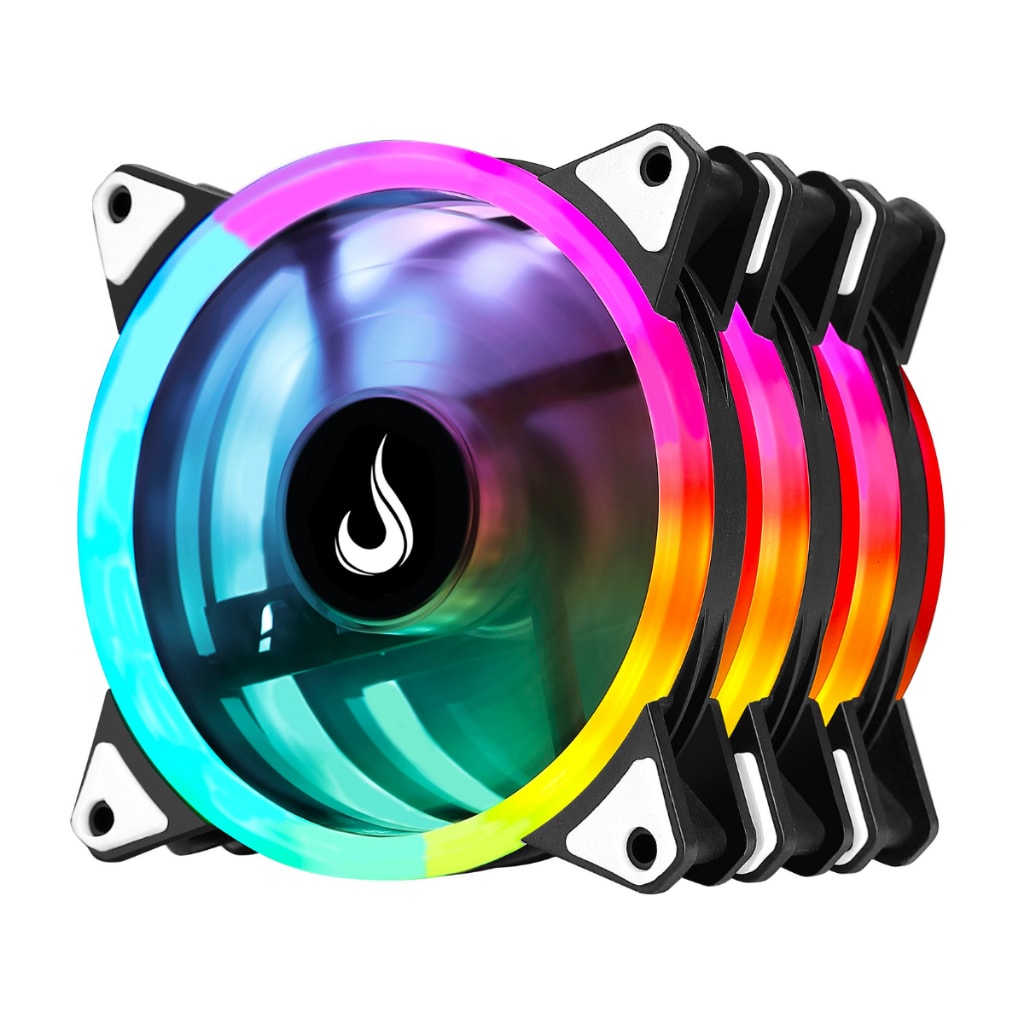 Imagem do Kit 3 Cooler Fan 120mm Rise Mode Energy 6p Argb 5v Com Controladora Pc Gamer Rgb