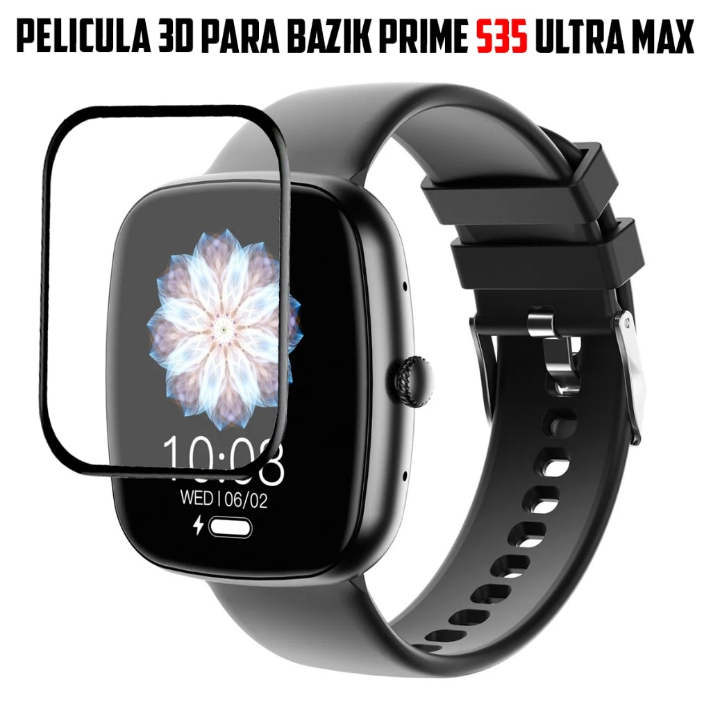 Imagem do Pelicula 3d Para Smartwatch Bazik Prime S35 Ultra Max Super Resistente Pelicula Com Borda 3d