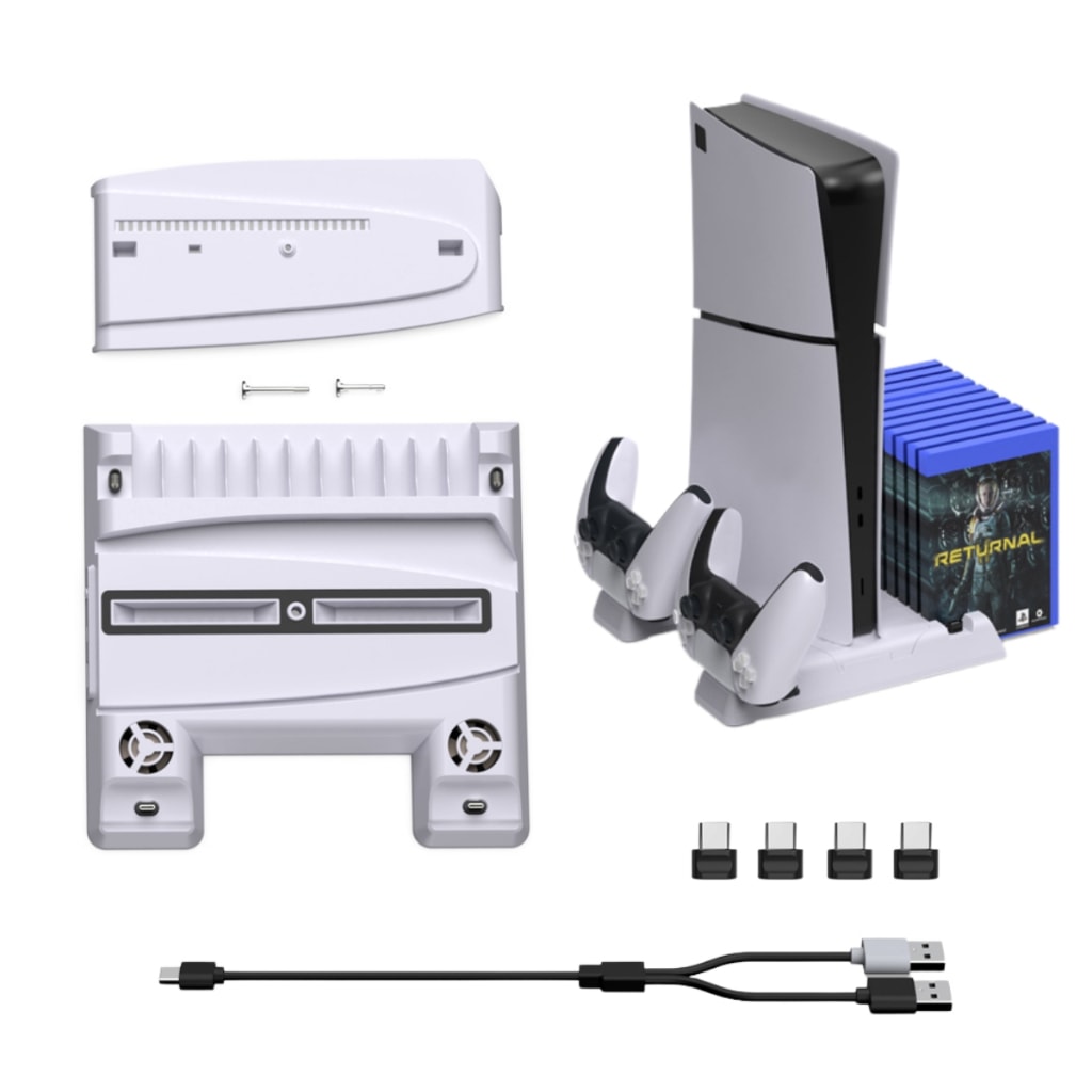 Imagem do Suporte Vertical Multifuncional Cooler Base Carregador De Controle Para Ps5 Fat Slim Pro