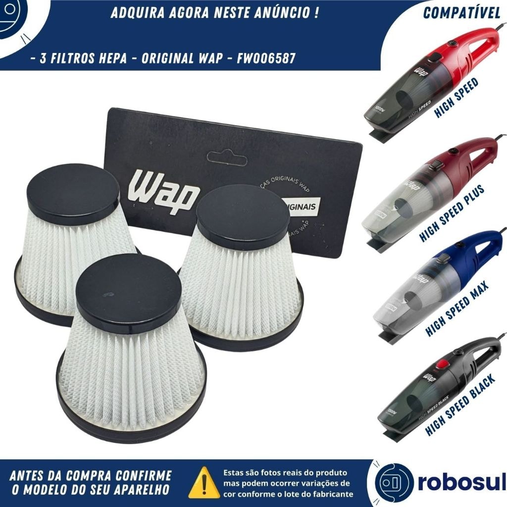 Imagem do Filtros Hepa Lavavel Original Wap High Speed Plus Fw006587