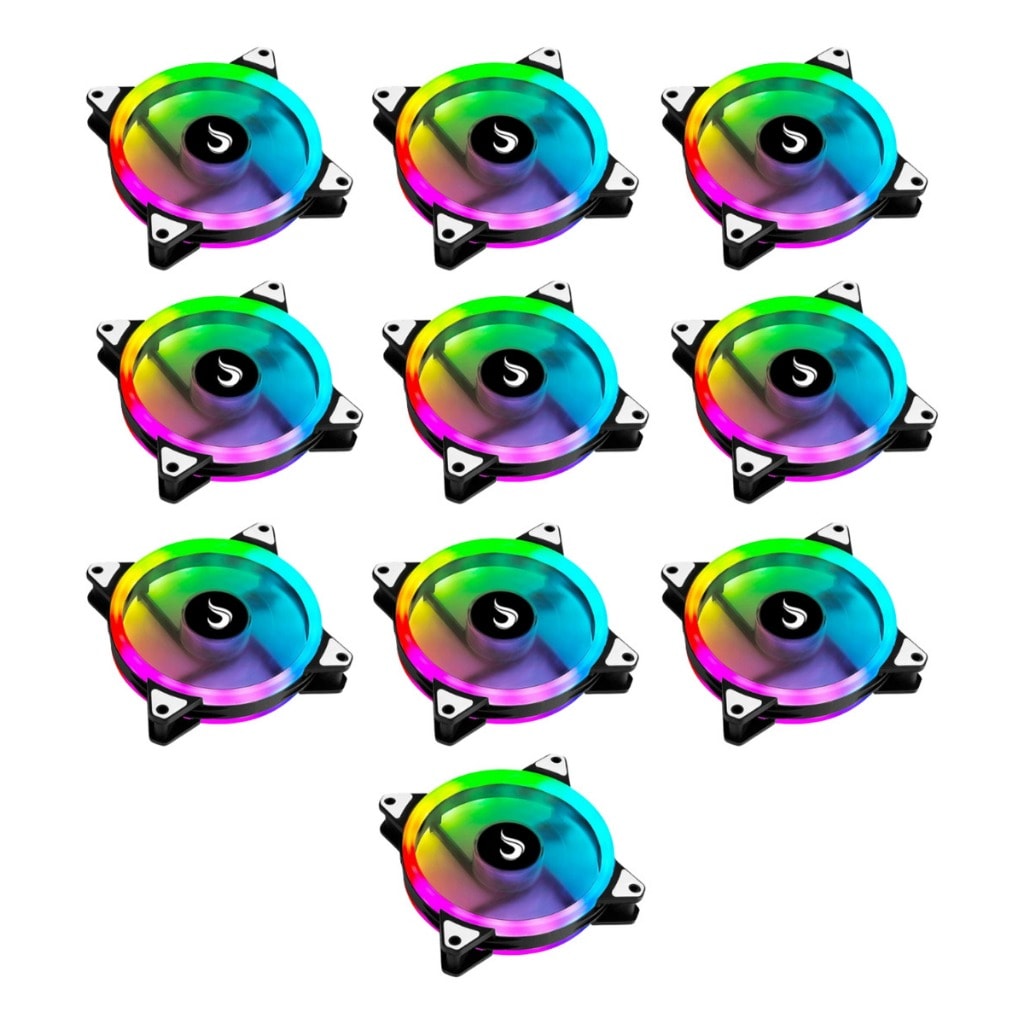 Imagem do Kit 10 Fan Ventoinha Cooler Rise Mode Argb Energy C Controle