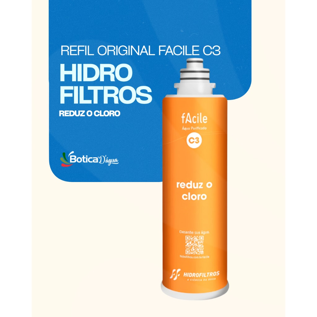 Imagem do Filtro Refil Facile C3 Hidrofiltros Reduz O Cloro