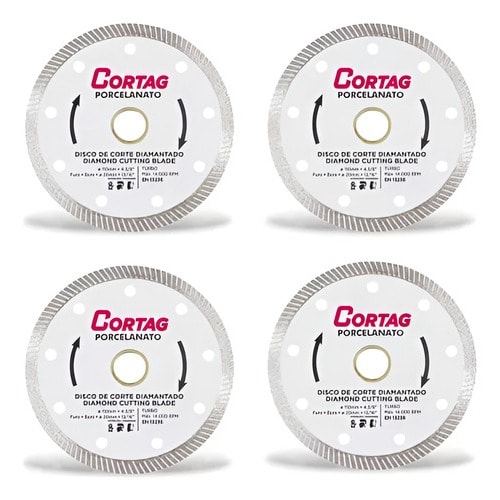 Imagem do Kit 4 Disco Porcelanato 110x20mm Corte Diamantado Fino Turbo 4 3 8