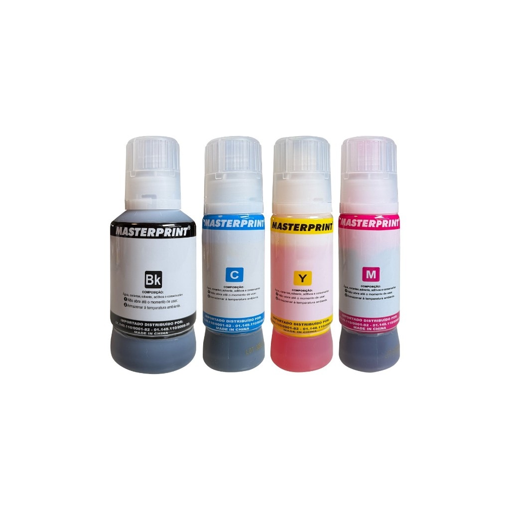 Imagem do Kit 4 Tintas Compativel Masterprint Para Uso Em Epson L1250 L3250 L3210 L3150 L3110 L5290 L5190