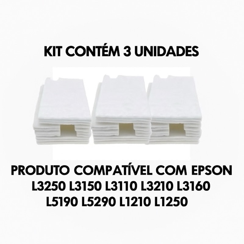 Imagem do Almofadas Compativeis Epson L3250 L3150 L3110 L3210 L3160 L5190 L5290 L1210 L1250 3 Unidades