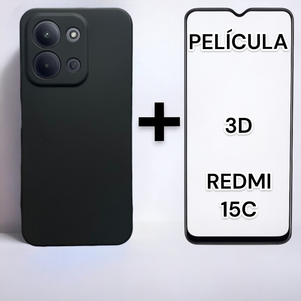 Imagem do Kit Capinha Capa Case Xiaomi Redmi 15c Pelicula 3d