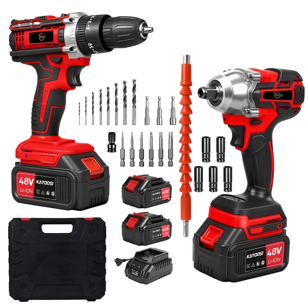 Imagem do Kit 2 Furadeira Parafusadeira Eletrica Chave De Impacto A Bateria 48v Brushless