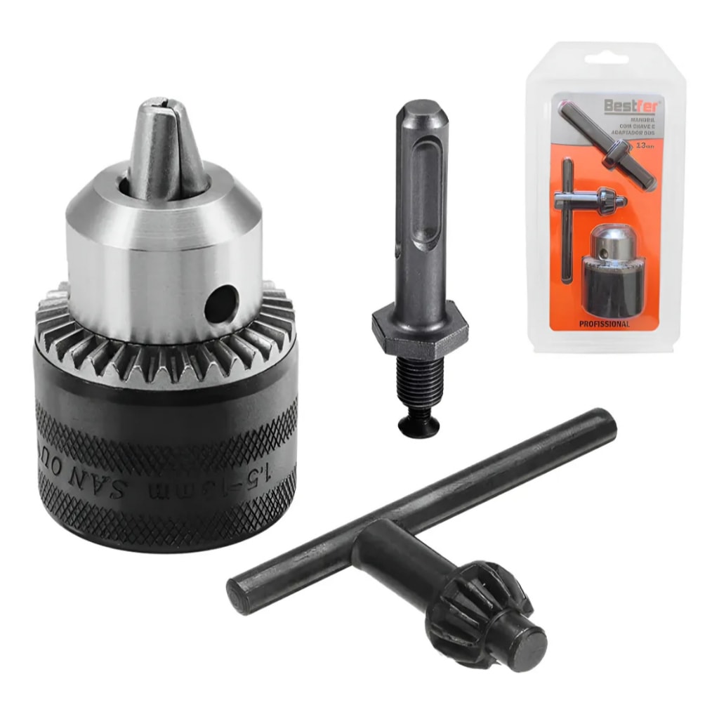 Imagem do Kit Mandril Com Chave E Adaptador Sds 13mm Bestfer Bfh1465