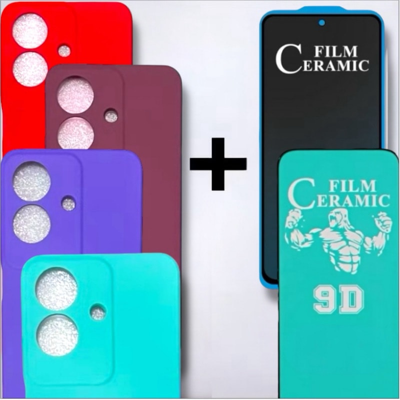 Imagem do Kit Capa Capinha Veludo Realme Note 60 60s 60x Pelicula Ceramica