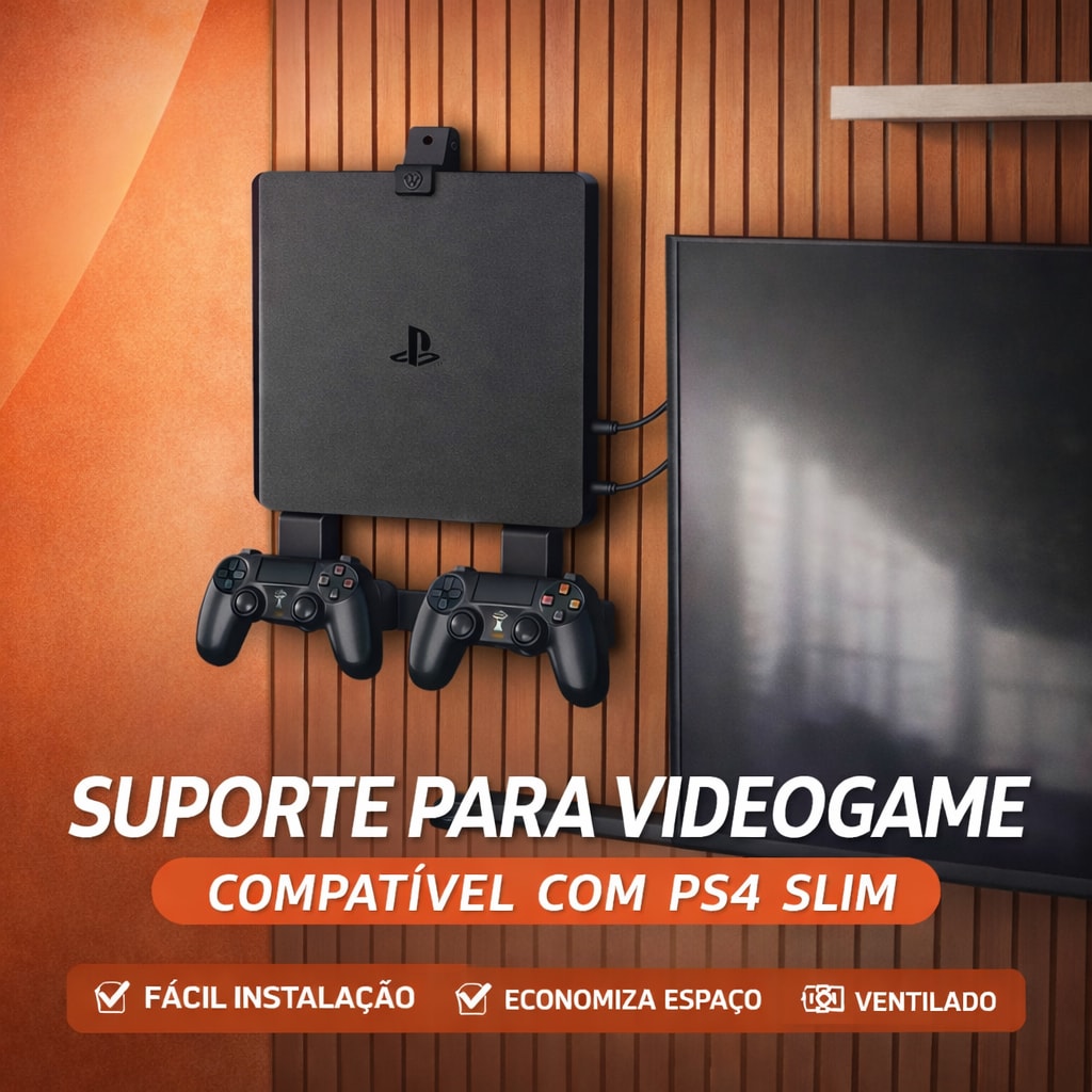 Imagem do Suporte Ps4 Slim Parede Com Suporte De Controle