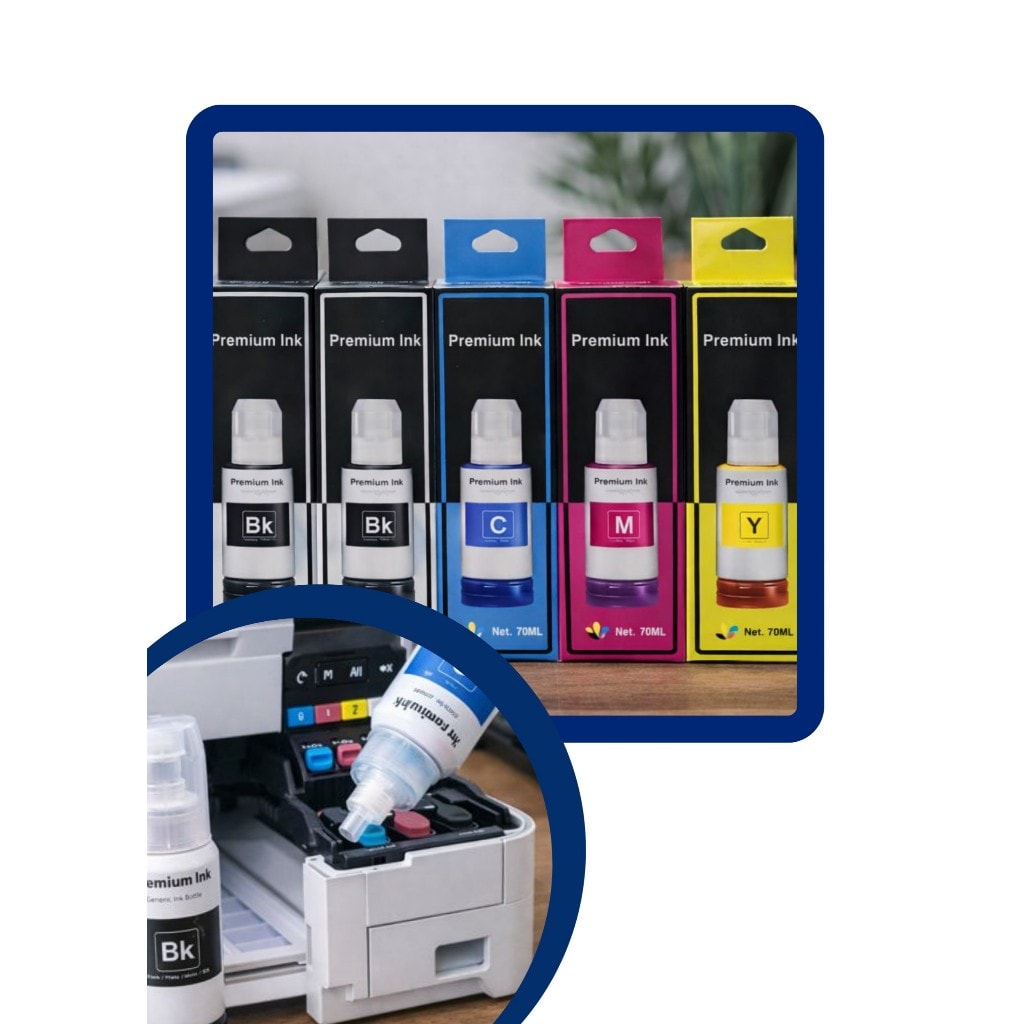 Imagem do Kit 5 Tintas Compativel Masterprint Para Uso Em Epson L1250 L3250 L3210 L3150 L3110 L5290 L5190