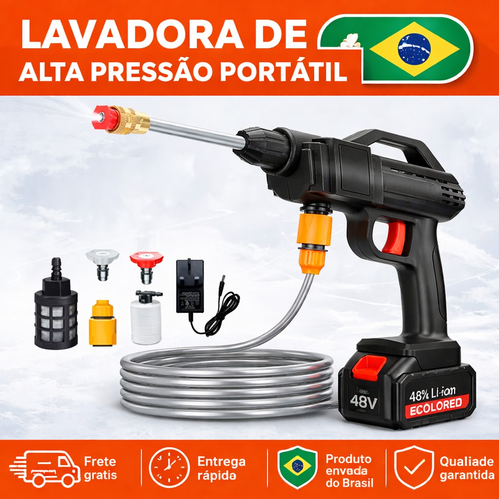 Imagem do Lavadora Alta Pressao Lava Jato Portatil Recarregavel Com Maleta E Acessorios Recarregavel