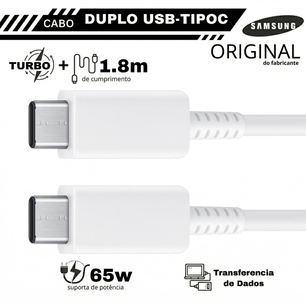 Imagem do Cabo 100 Original Samsung Tipo C 1 8m Galaxy Book Gopro Chromebook 4