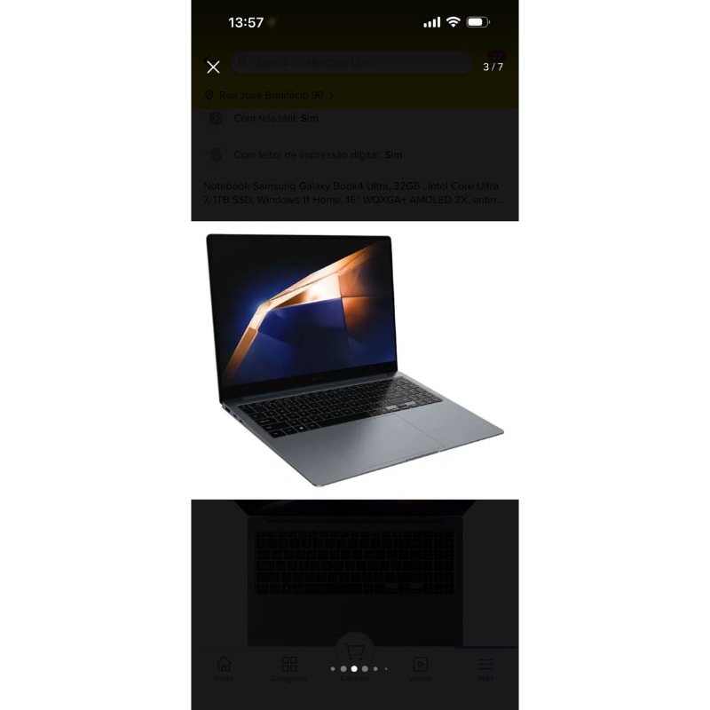 Imagem do Notebook Samsung Galaxy Book4 Intel Core Ultra 7 Touch Screen 32gb 1t