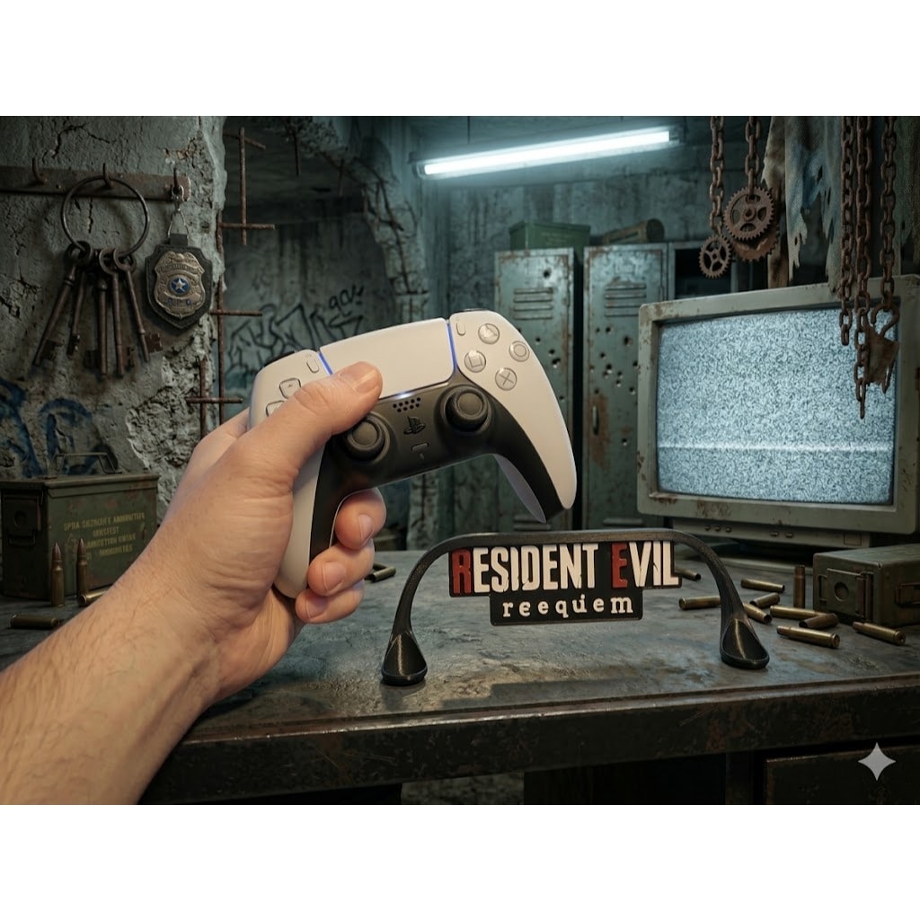 Imagem do Suporte Controle Resident Evil Re9 Requiem Universal Gamer Ps5 Xbox