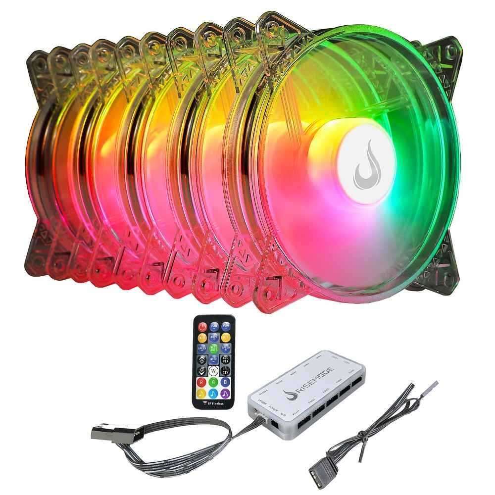 Imagem do Kit X5 Cooler Gabinete Rise Mode Crystal Sound 120mm 1650 Rpm Argb Rm Cs 02 Argb