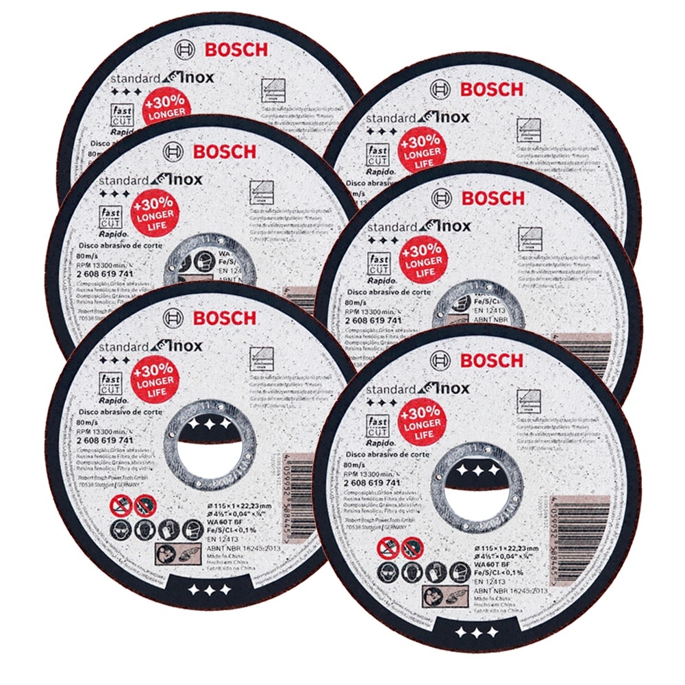 Imagem do Discos De Corte 115mm P Inox Bosch Kit Com 6 Standard For Inox 4 1 2