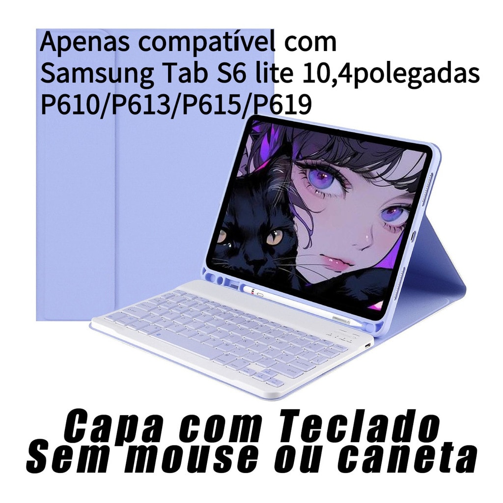 Imagem do Capa Para Tablet Com Teclado Samsung Galaxy Tab S6 Lite 10 4polegadas P610 P613 P615 P619