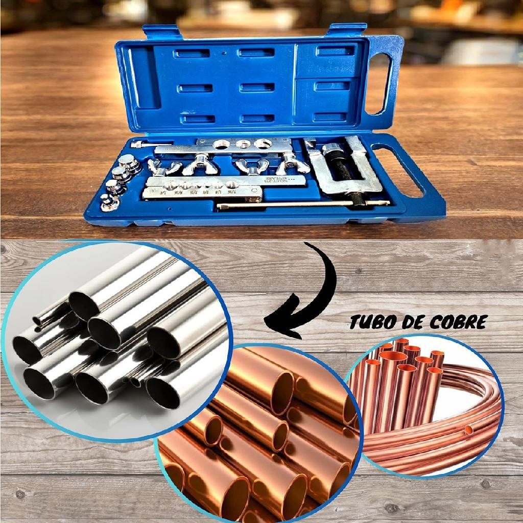 Imagem do Kit Flangeador Para Tubos 1 8 A 3 4 Cobre Aluminio Profissional Com Alargador Para Ar Condicionado Refrigeracao
