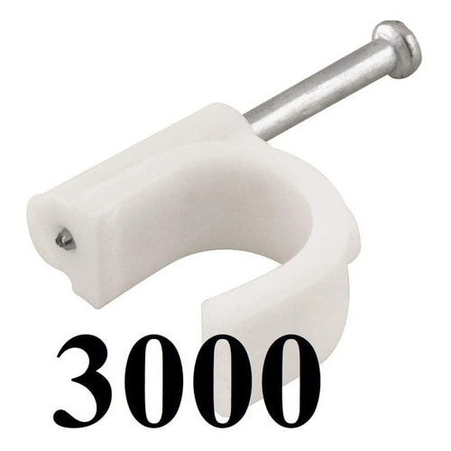 Imagem do Kit 3000 Grampo Fixa Fio Cabo Coaxial Miguelo 6mm Branco
