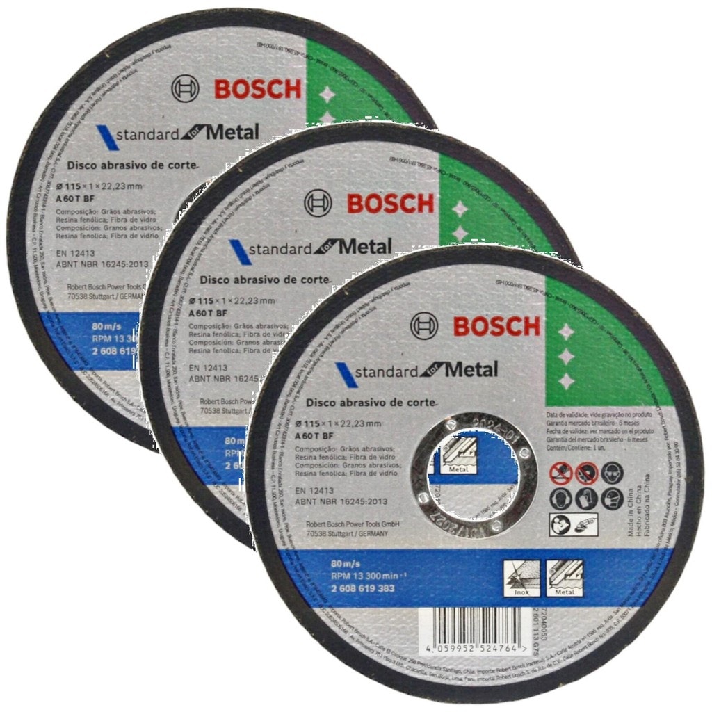 Imagem do 3 Discos De Corte Standard For Metal Inox Original Bosch