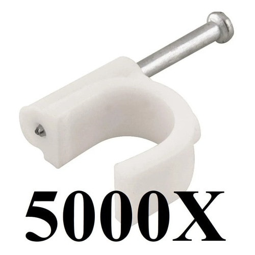 Imagem do Kit 5000 Grampo Fixa Fio Cabo Coaxial Miguelo 6mm Branco