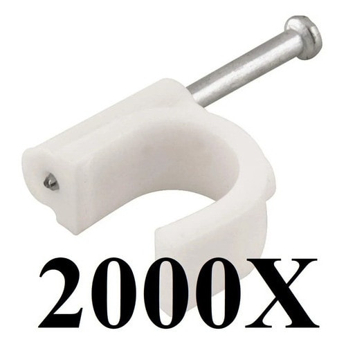Imagem do Kit 2000 Grampo Fixa Fio Cabo Coaxial Miguelo 6mm Branco