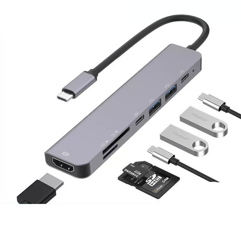 Imagem do Adaptador Hub Tipo C 7 Em 1 Hdmi Micro Sd Tf M1 4k Usb 3 0 Para Macbook