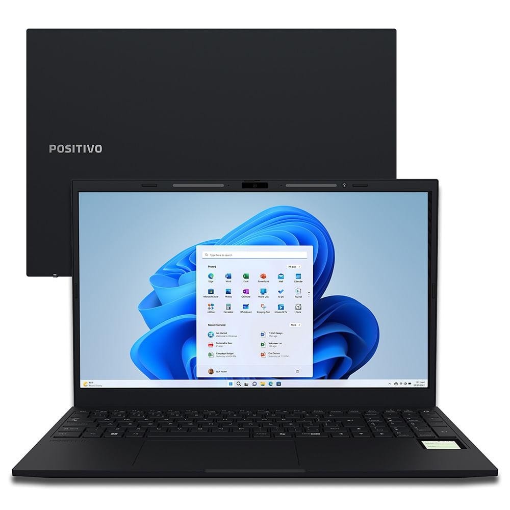 Imagem do Notebook Vision R15m Ryzen 5 5625u Windows 16gb 512gb Ssd Wi Fi 6 Ips Preto Positivo Amd