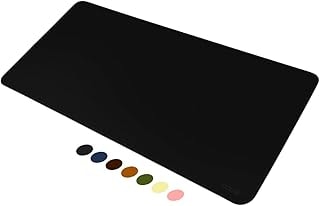 Imagem do Mouse Pad Desk Pad Couse Em Couro Ecologico 90x40cm Porta Copos Premium Preto