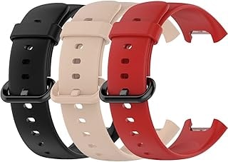 Imagem do Kit 3x Pulseiras Compativel Com Redmi Mi Watch 2 Lite Cor Preta Bege Vermelha