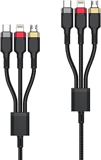 Imagem do Kit Com 02 Cabo 3 Em 1 Usb Para Iphone Type C E Micro Usb V8 3 1a Multifuncional Com Desempenho